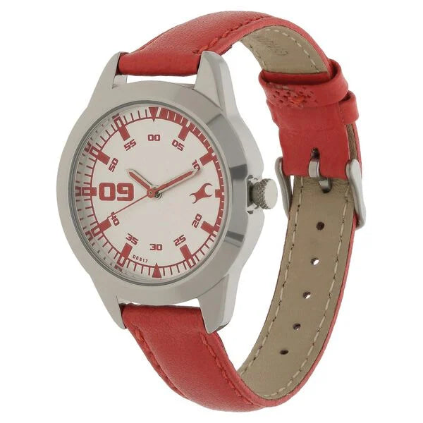 Fastrack 6129SL01 | Fastrack Quartz Analog Silver Dial Leather Strap Watch for Girls