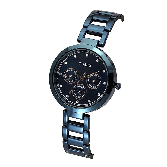 Timex TW000X268 | Fashion Women Quartz Blue Dial Multi-Function Stainless Steel Watch.