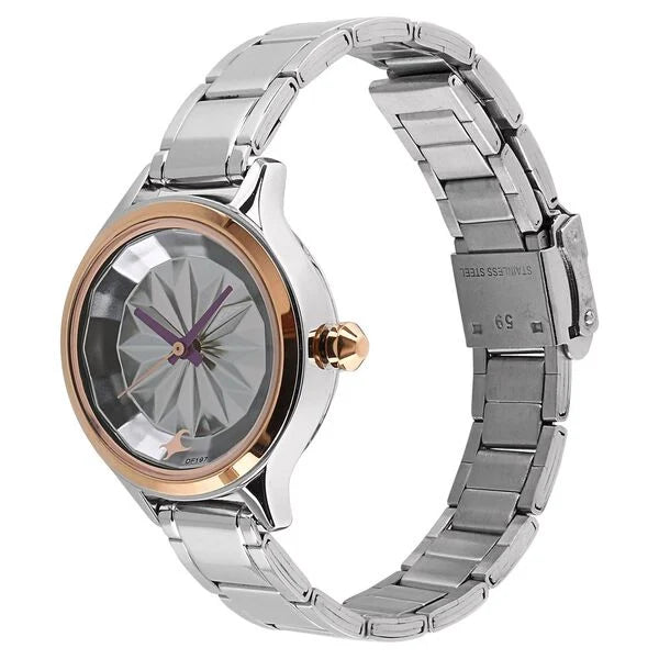 Fastrack NK6132KM01 | Fastrack Quartz Analog White Dial Metal Strap Watch for Girls