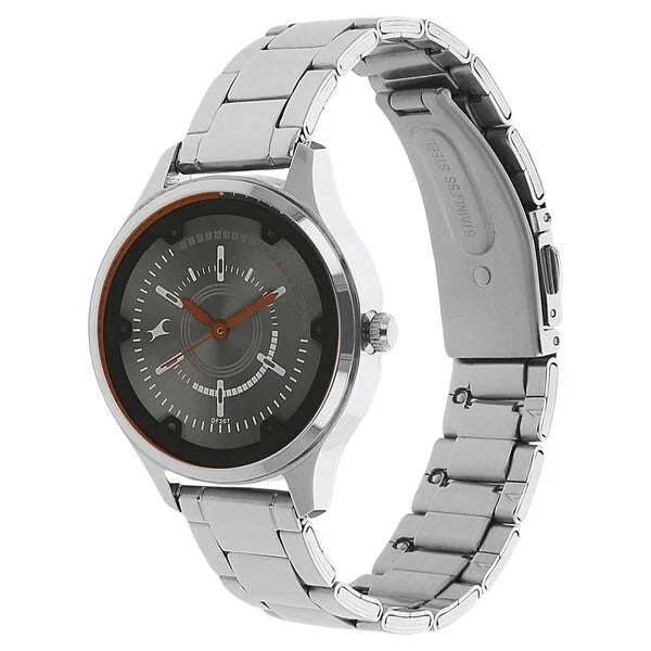 Fastrack 6138SM01 | Fastrack Quartz Analog Grey Dial Metal Strap Watch for Girls