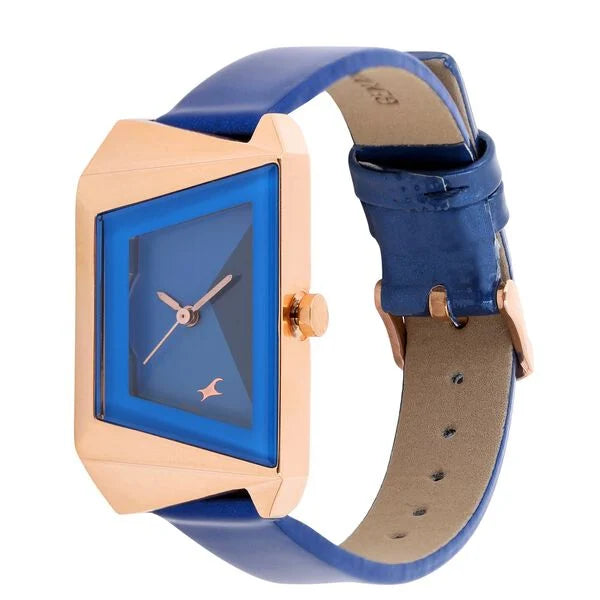 Fastrack NK6148WL01 | Fastrack Quartz Analog Blue Dial Leather Strap Watch for Girls