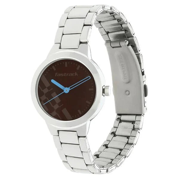 Fastrack NK6150SM02 | Fastrack Quartz Analog Brown Dial Metal Strap Watch for Girls