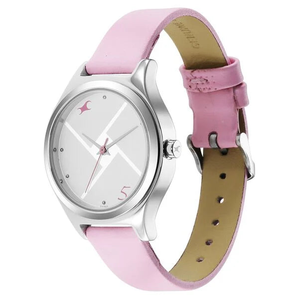 Fastrack 6152SL08 | Fastrack Stunners Silver Dial Leather Strap Watch for Girls