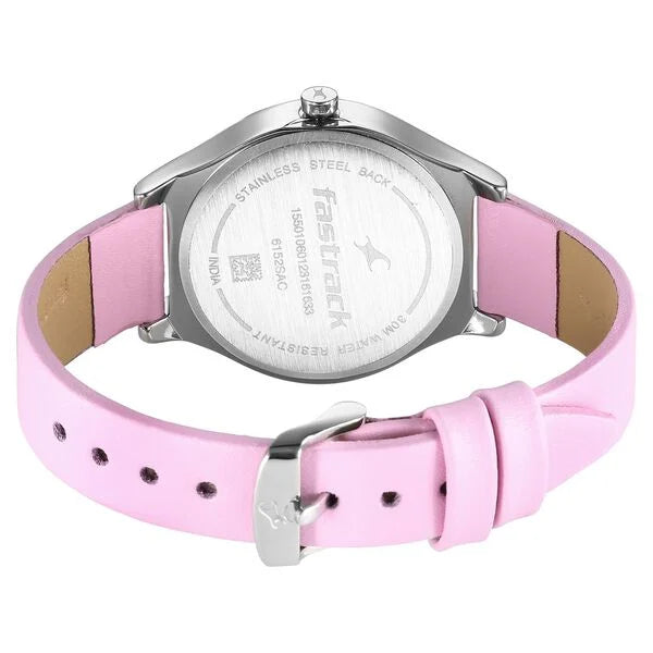 Fastrack 6152SL08 | Fastrack Stunners Silver Dial Leather Strap Watch for Girls