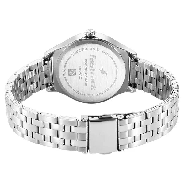Fastrack 6152SM06 | Fastrack Stunners Black Dial Metal Strap Watch for Girls.