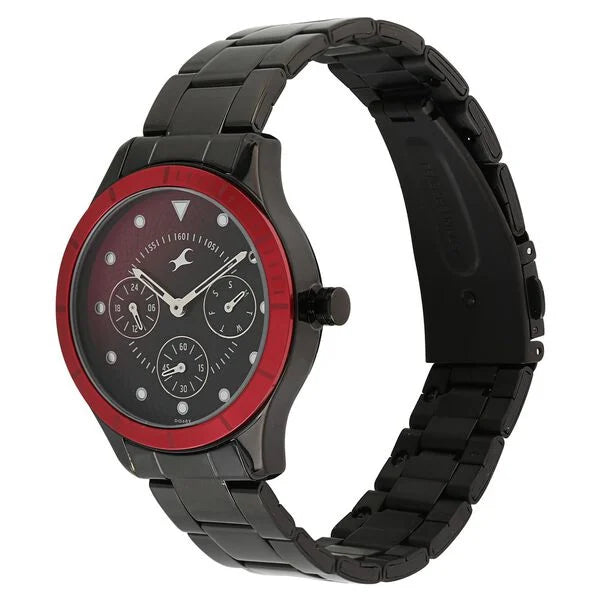 Fastrack 6163KM02 | Fastrack All Nighters Quartz Multifunction Bicolour Dial Metal Strap Watch for Girls