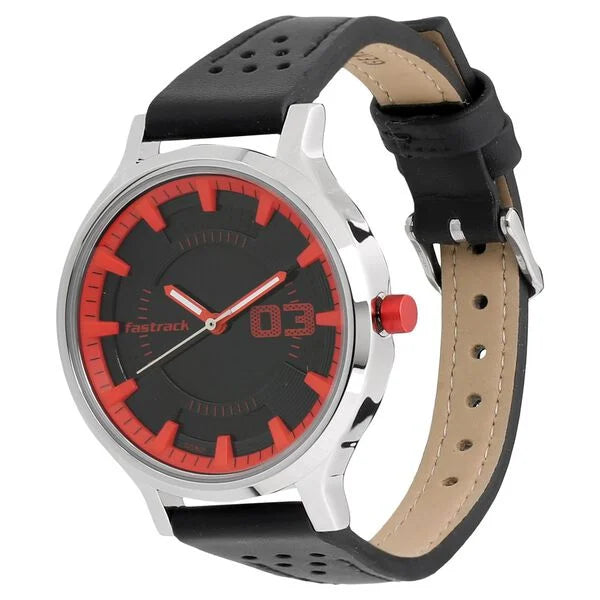 Fastrack 6166SL02 | Fastrack Loopholes Quartz Analog Black Dial Leather Strap Watch for Girls