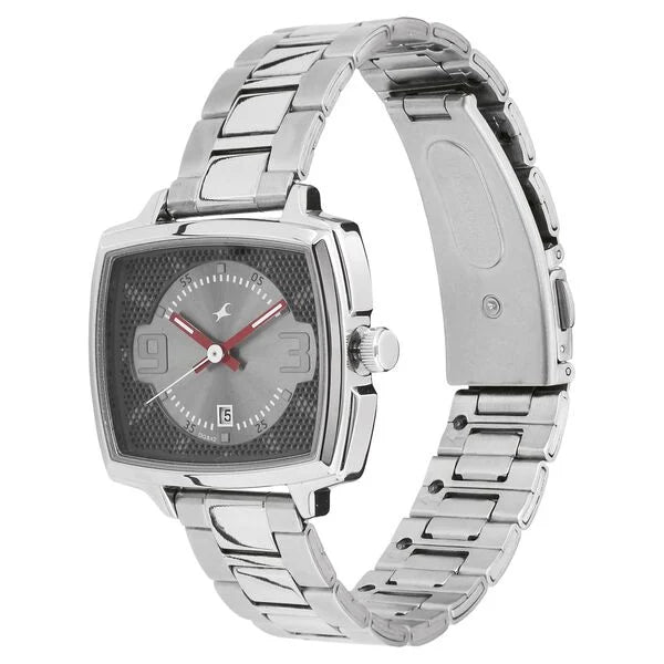 Fastrack 6167SM01 | Fastrack Loopholes Quartz Analog with Date Grey Dial Stainless Steel Strap Watch for Girls