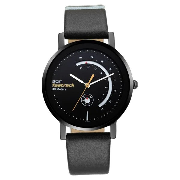 Fastrack 6172NL01 | Fastrack Wear Your Look Quartz Analog with Day and Date Black Dial Leather Strap Watch for Girls