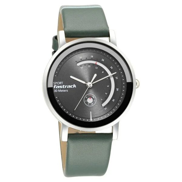 Fastrack 6172SL04 | Fastrack Wear Your Look Quartz Analog with Day and Date Grey Dial Leather Strap Watch for Girls