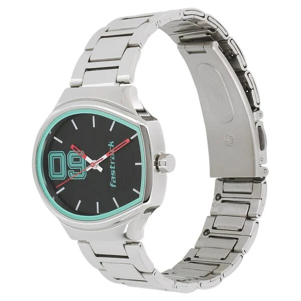 Fastrack 6175SM02 | Fastrack Varsity Quartz Analog Black Dial Stainless Steel Strap Watch for Girls