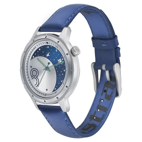 Fastrack 6194SL01 | Fastrack Space Rover Quartz Analog with Date Silver Dial Leather Strap Watch for Girls