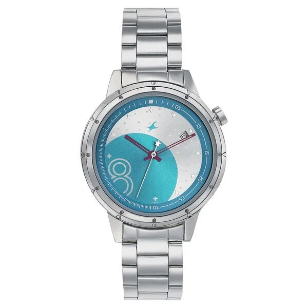 Fastrack 6194SM01 | Fastrack Space Rover Quartz Analog with Date Blue Dial Stainless Steel Strap Watch for Girls