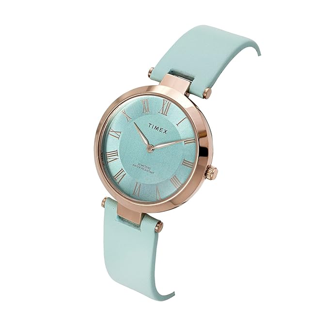 Timex TWEL19210 | Fashion Women Quartz Blue Dial Analog Leather Watch