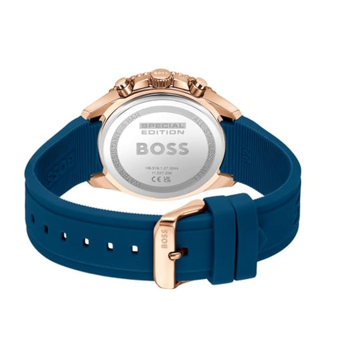 Boss 1514169 | Runner Men Quartz Blue Dial Chronograph Silicone Watch.