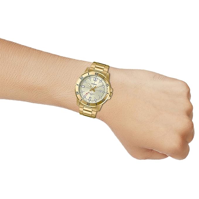 Casio MTP-VD01G-9EVUDF A1368 | Enticer Men Quartz Gold Dial Analog Stainless Steel Watch