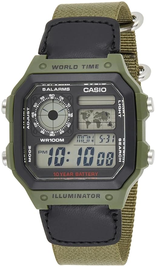 Casio D101 | Casio Youth Series Digital Grey Dial Men's Watch - AE-1200WHB-3BVDF