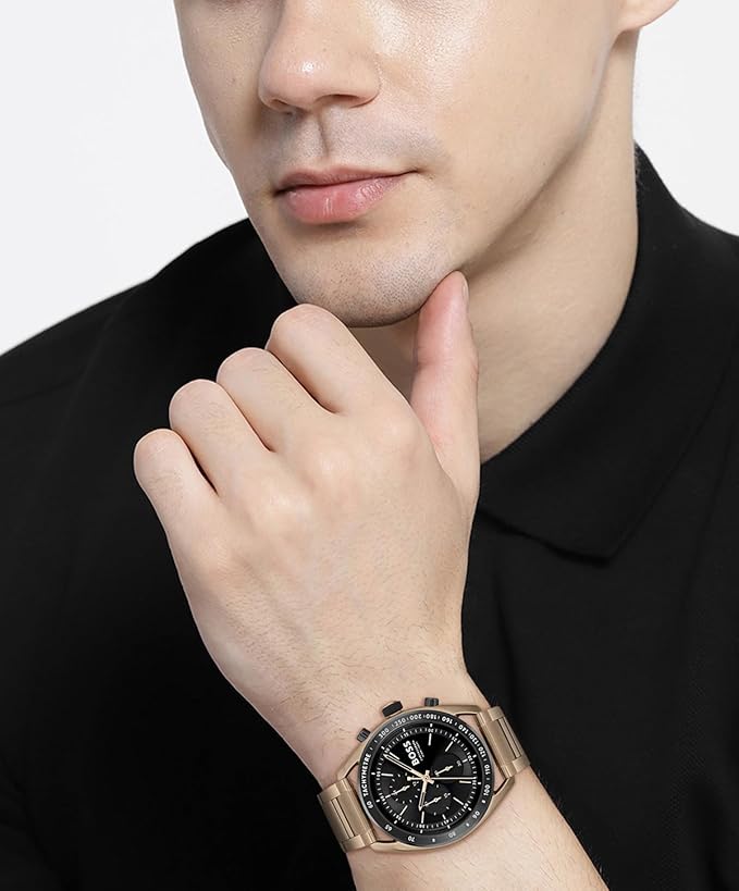 Boss 1514027 | Center Court Men Quartz Black Dial Chronograph Stainless Steel Watch .