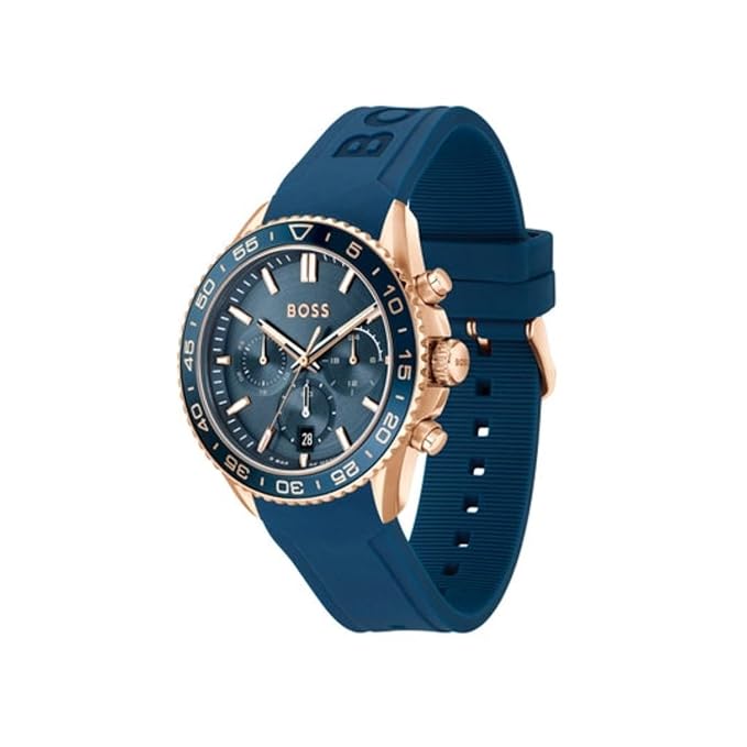 Boss 1514169 | Runner Men Quartz Blue Dial Chronograph Silicone Watch.