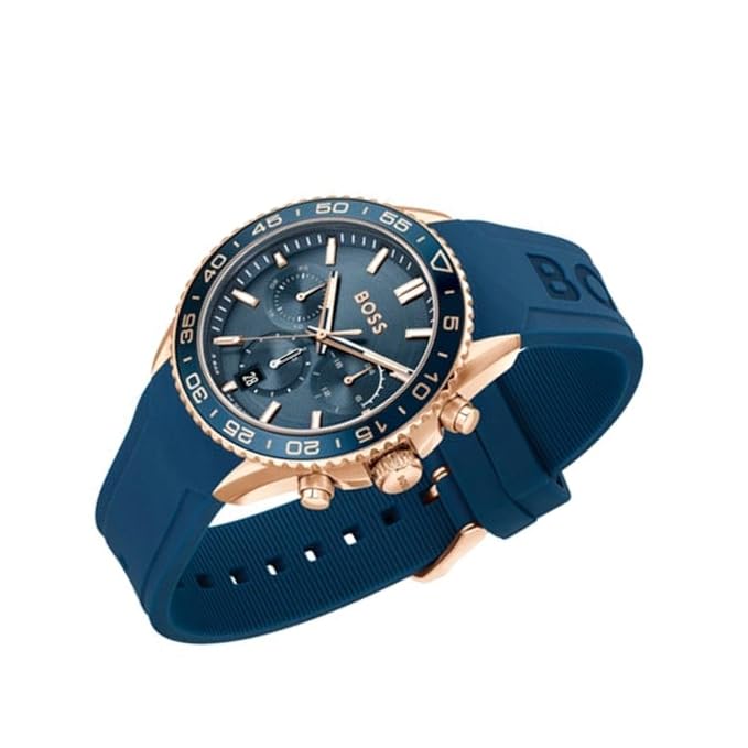 Boss 1514169 | Runner Men Quartz Blue Dial Chronograph Silicone Watch.