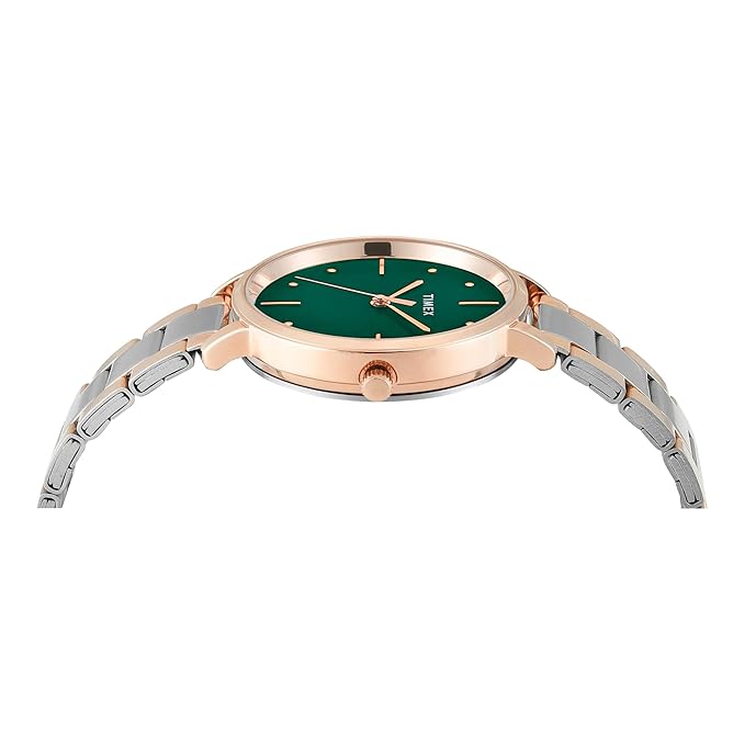 Timex TWEL15827 | Fashion Women Quartz Green Dial Analog Stainless Steel Watch