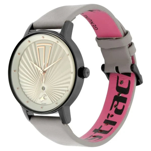 Fastrack NR6206NL01 | Fastrack Ruffles Quartz Analog with Date Grey Dial Leather Strap Watch for Girls