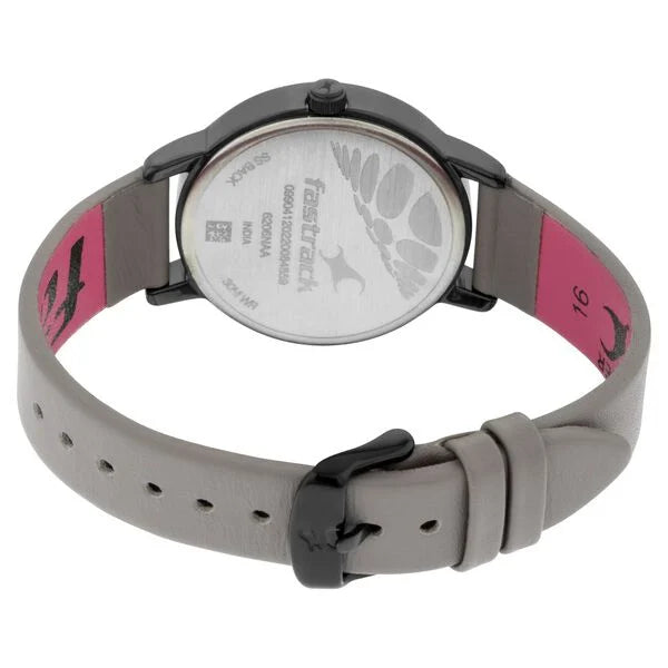 Fastrack NR6206NL01 | Fastrack Ruffles Quartz Analog with Date Grey Dial Leather Strap Watch for Girls