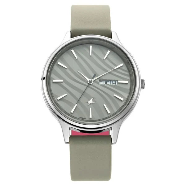 Fastrack 6207SL01 | Fastrack Ruffles Quartz Analog with Day and Date Grey Dial Leather Strap Watch for Girls