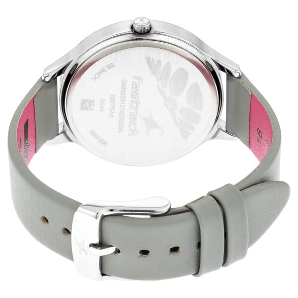 Fastrack 6207SL01 | Fastrack Ruffles Quartz Analog with Day and Date Grey Dial Leather Strap Watch for Girls