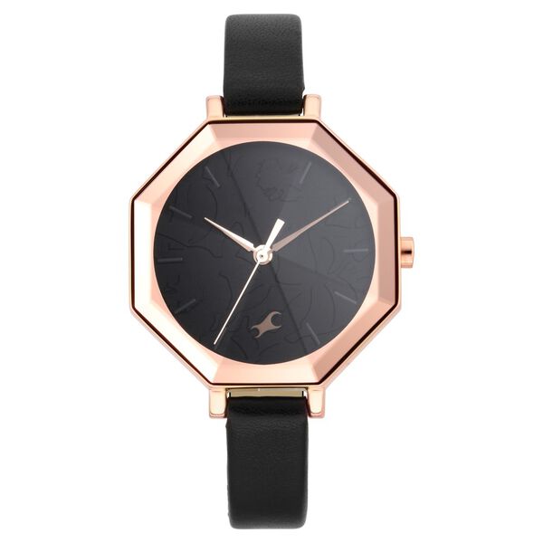 Fastrack 6226WL01 | Fastrack Paint Me Quartz Analog Black Dial Leather Strap Watch for Girls