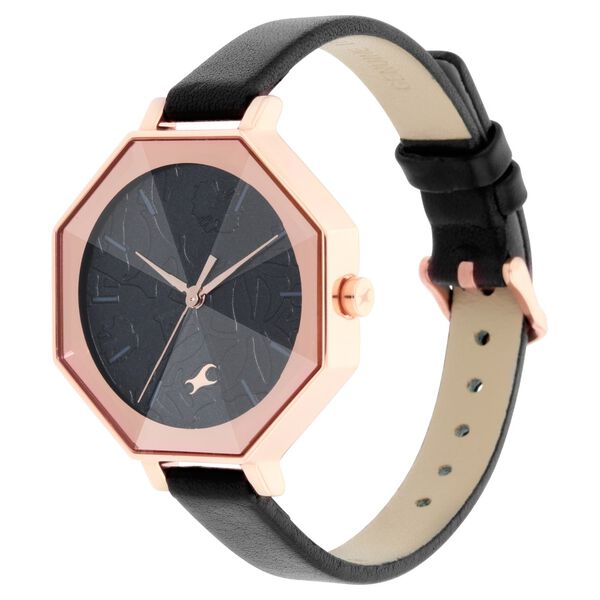 Fastrack 6226WL01 | Fastrack Paint Me Quartz Analog Black Dial Leather Strap Watch for Girls