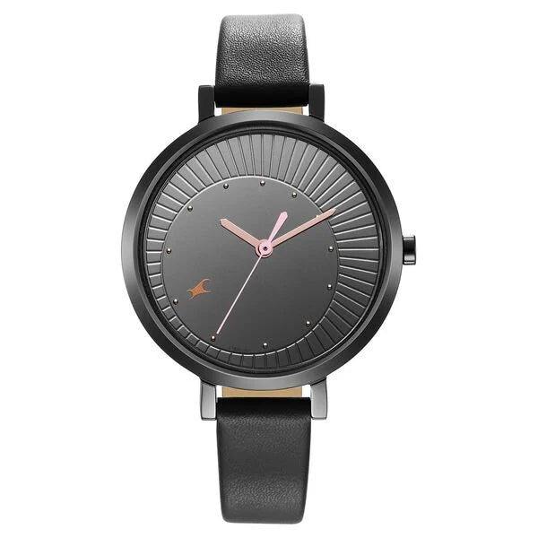 Fastrack NR6230NL02 | Fastrack Style Up Black Dial Leather Strap Watch for Girls