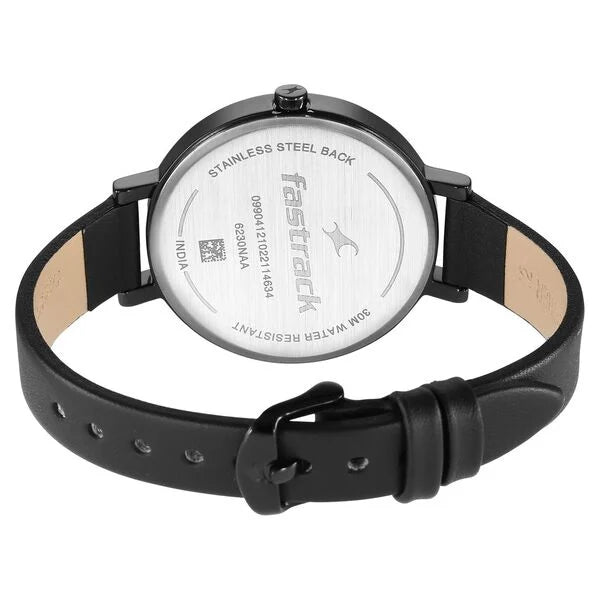 Fastrack NR6230NL02 | Fastrack Style Up Black Dial Leather Strap Watch for Girls