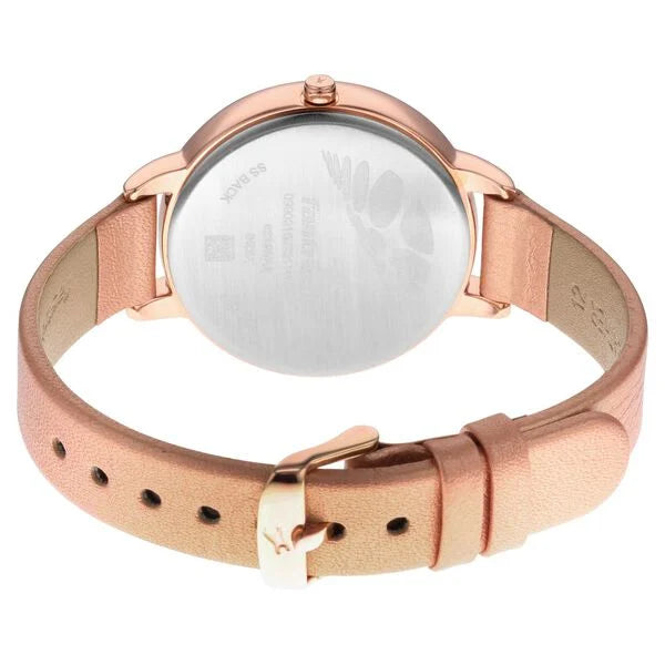 Fastrack NS6234WL01 | Fastrack Glitch Quartz Analog Rose Gold Dial Leather Strap Watch for Girls