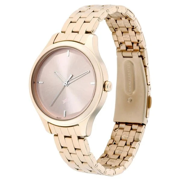 Fastrack 6248WM01 | Fastrack Stunners Quartz Analog Rose gold Dial Metal Strap Watch for Girls