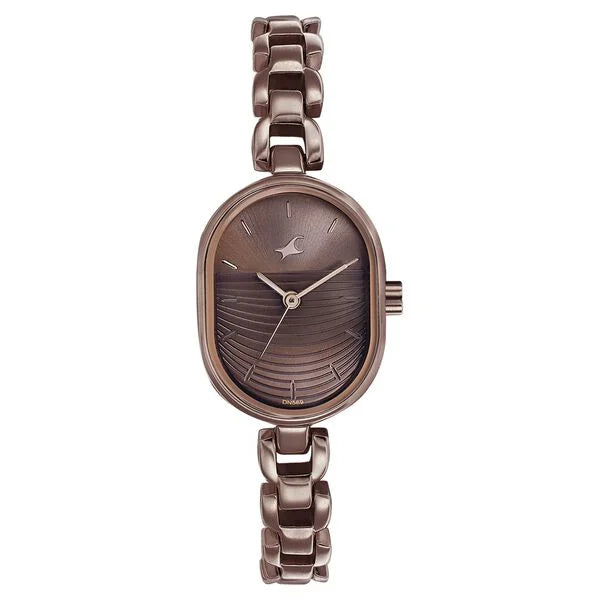 Fastrack 6258QM02 | Fastrack Style Up Brown Dial Metal Strap Watch for Girls