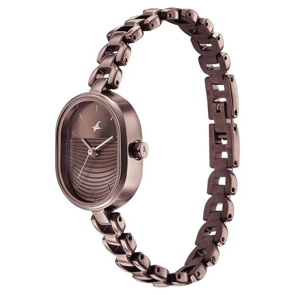 Fastrack 6258QM02 | Fastrack Style Up Brown Dial Metal Strap Watch for Girls
