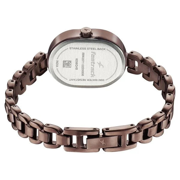 Fastrack 6258QM02 | Fastrack Style Up Brown Dial Metal Strap Watch for Girls