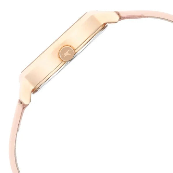 Fastrack NR6260WL01 | Fastrack Uptown Retreat Quartz Analog Pink Dial Leather Strap Watch for Girls
