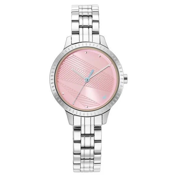 Fastrack 6267SM02 | Fastrack Stunners Quartz Analog Pink Dial Metal Strap Watch for Girls