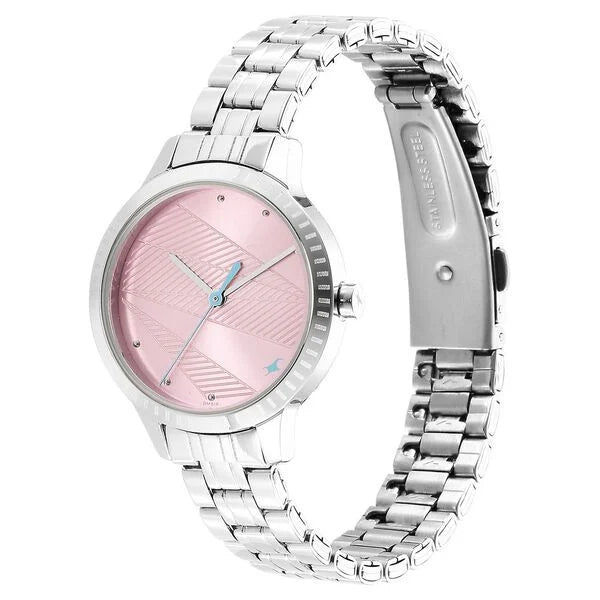 Fastrack 6267SM02 | Fastrack Stunners Quartz Analog Pink Dial Metal Strap Watch for Girls