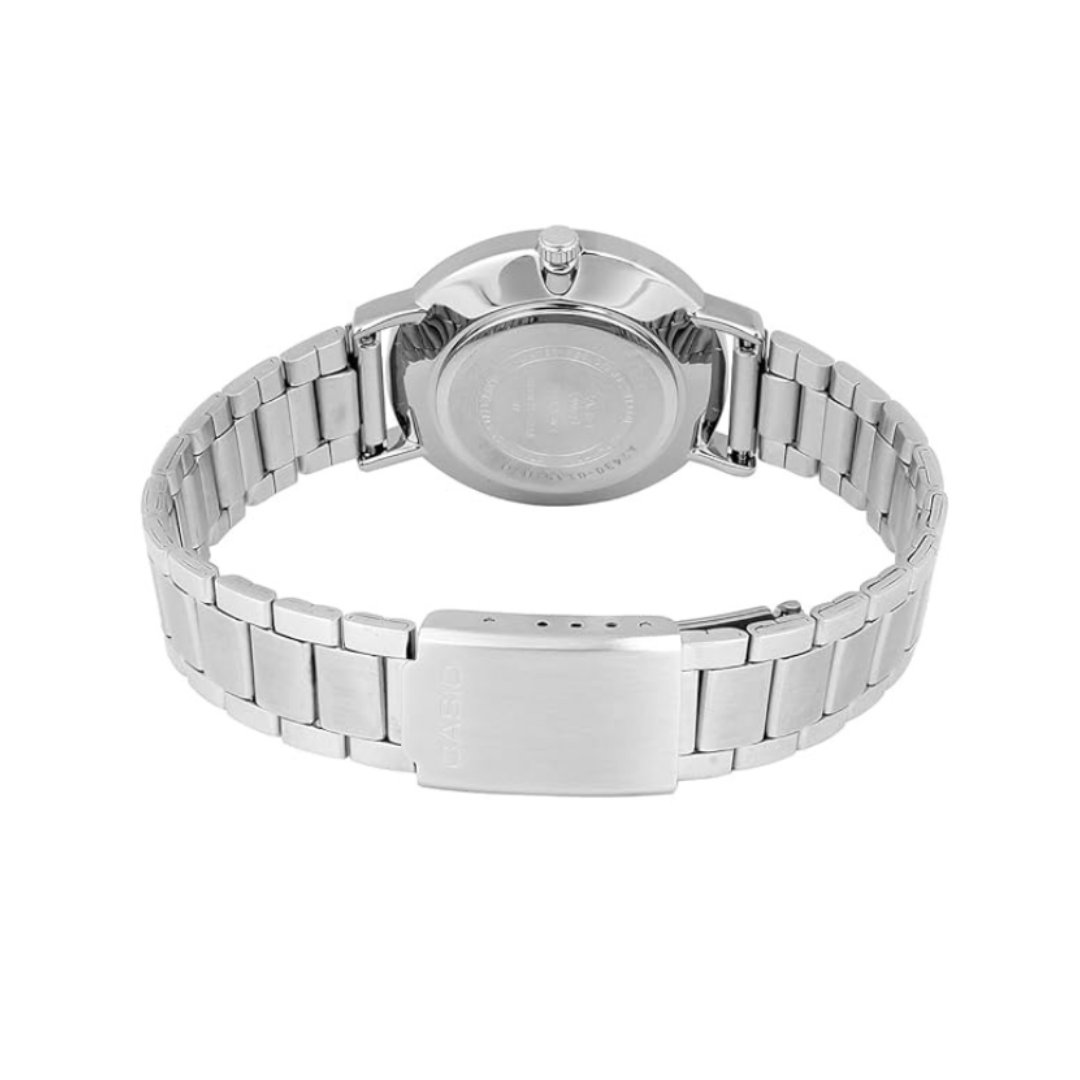 Casio LTP-VT04D-7ADF A2431 | Enticer Women Quartz White Dial Analog Stainless Steel Watch