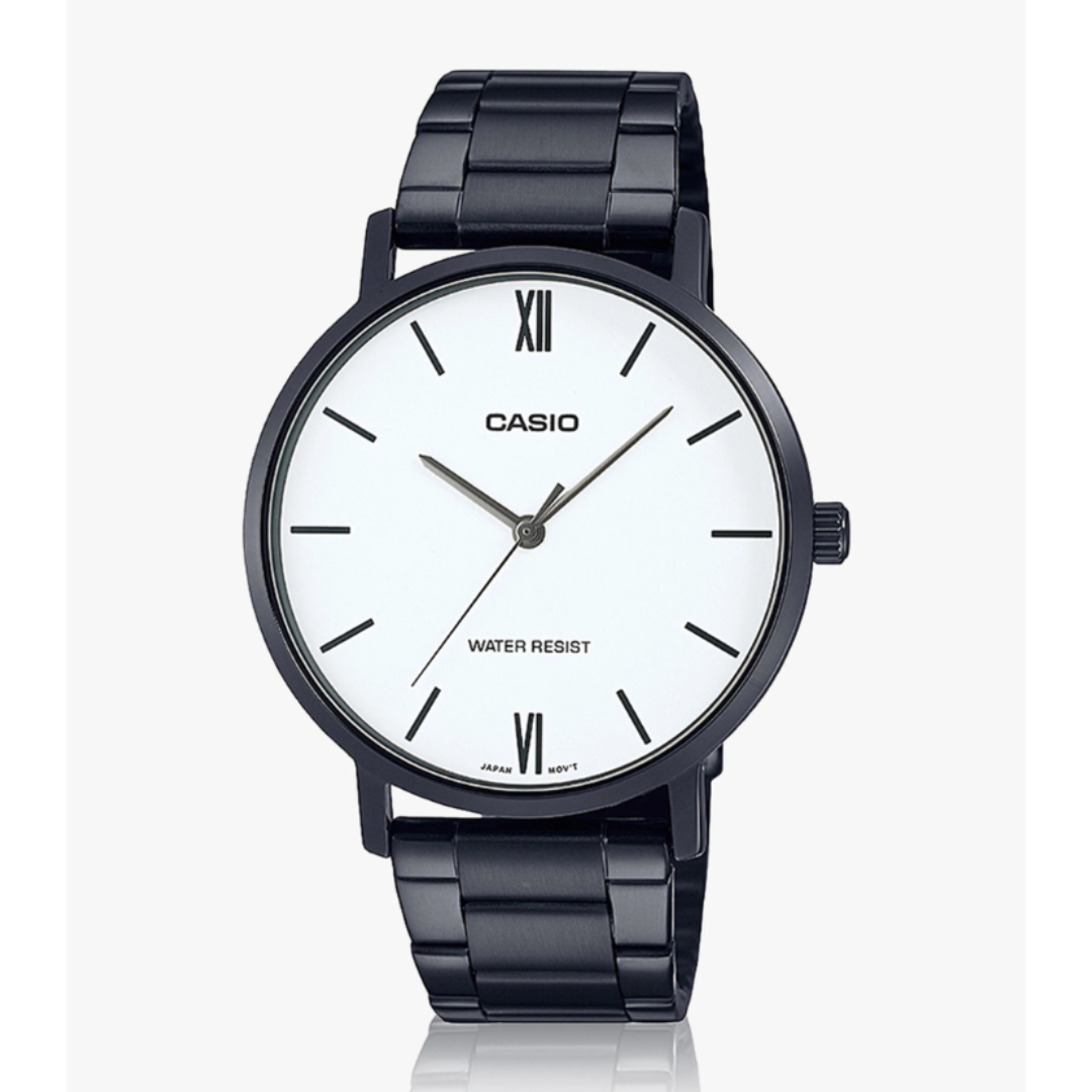 Casio MTP-VT01B-7BUDF A1975 | Enticer Men Quartz White Dial Analog Stainless Steel Watch