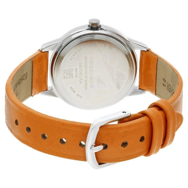 Fastrack 68008SL04 | Fastrack Fundamentals Quartz Analog Grey Dial Leather Strap Watch for Girls
