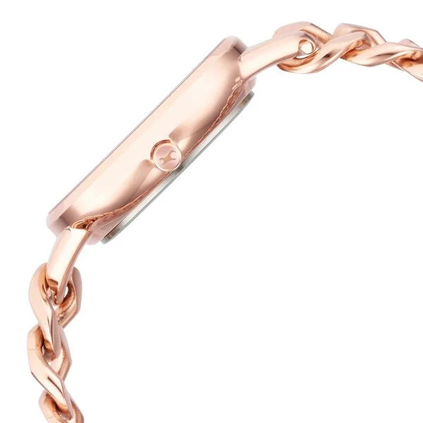 Fastrack NR68026WM01 | Fastrack Glitch Quartz Analog Rose Gold Dial Metal Strap Watch for Girls