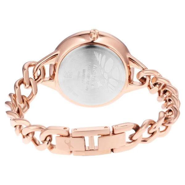 Fastrack NR68026WM01 | Fastrack Glitch Quartz Analog Rose Gold Dial Metal Strap Watch for Girls