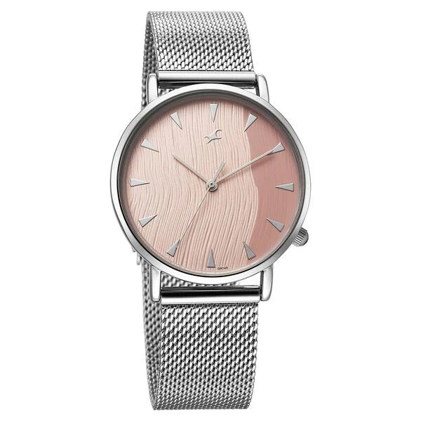 Fastrack 68044SM02 | Fastrack Stunners X Quartz Analog Pink Dial Stainless Steel Strap Watch For Girls