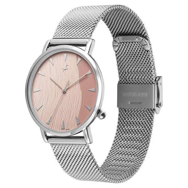 Fastrack 68044SM02 | Fastrack Stunners X Quartz Analog Pink Dial Stainless Steel Strap Watch For Girls