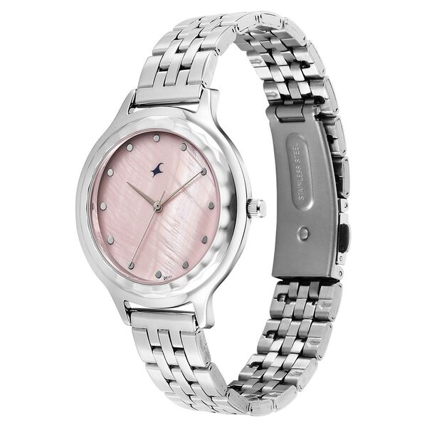 Fastrack 68046SM03 | Fastrack Stunners X Quartz Analog Pink Dial Stainless Steel Strap Watch For Girls