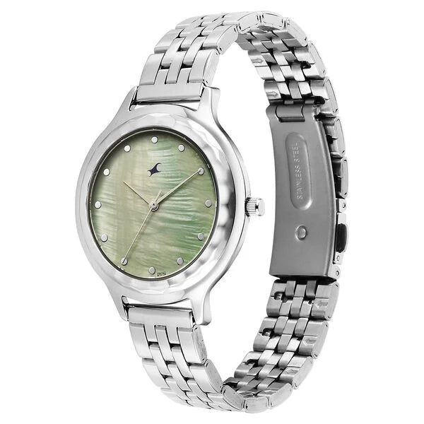 Fastrack 68046SM04 | Fastrack Stunners X Quartz Analog Green Dial Stainless Steel Strap Watch For Girls